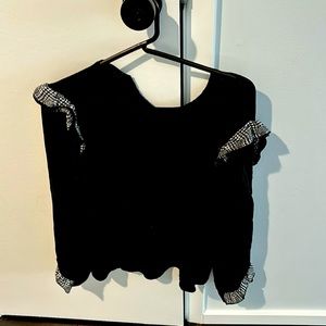 Zara ruffled shoulder long sleeve blouse